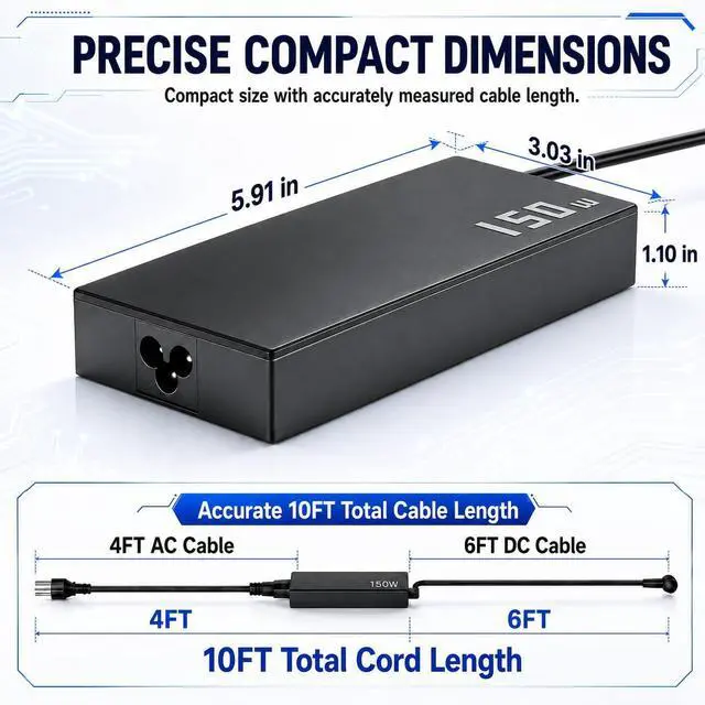 Alt view image 3 of 6 - 150W Charger Fit for ASUS TUF A15 FX505GT FX705GT ROG Strix G531GD G731GT | Select TUF F15 F17 ROG Strix G15 G17, AC Adapter Replacement for ADP-150CH B A18-150P1A, 20V 7.5A Power Supply 6.0x3.7mm Tip
