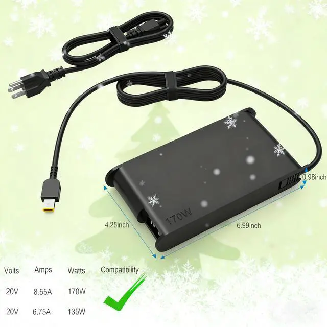 Alt view image 3 of 6 - 170W Laptop Charger Compatible with Lenovo LOQ 15arp9 | Fit for Lenovo Legion LOQ AI-Powered Gaming Laptop RTX 5050 5060 Legion Slim 5 15AHP10 15ARP9 15IAX9 Legion 5 15IRX10 15AHP10