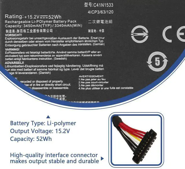 Alt view image 2 of 6 - C41N1533 Laptop Battery for Asus Q524U Q534U/ZenBook Flip UX560U Series | Q524UQ Q524UQK Q534UX Q534UXK Q504UQ Q504UX, UX560UQ UX560UX UX560UXK UX560UQK 4ICP3/63/120