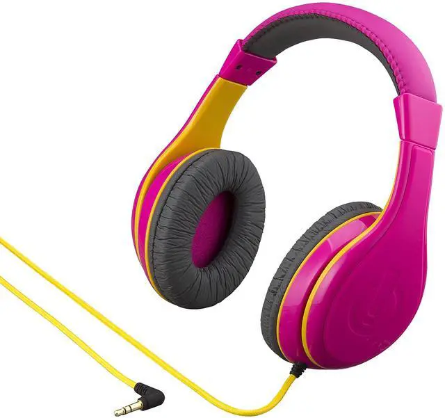 Main image of Kids Headphones, Stereo Sound, 3.5mm Jack Cord, Wired Headphones for Kids, Tangle-Free, Volume Control, Childrens Earphones Over Ear for Travel Pink