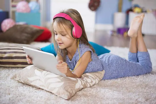 Alt view image 5 of 6 - Kids Headphones, Stereo Sound, 3.5mm Jack Cord, Wired Headphones for Kids, Tangle-Free, Volume Control, Childrens Earphones Over Ear for Travel Pink