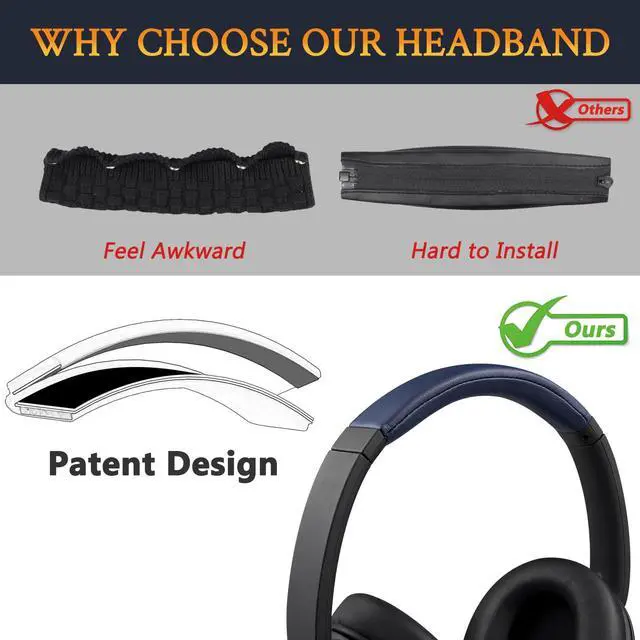 Alt view image 3 of 5 - Headband for Sony WH-CH720N/WH-CH720 Headphones, Replacement Headstrap Pad Repair Part - Navy Blue