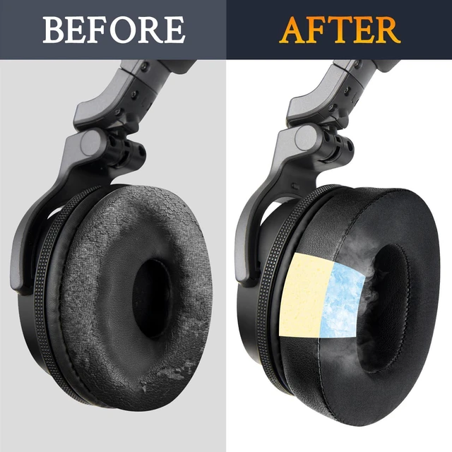 Alt view image 6 of 6 - 80mm Cooling Earpads for Pioneer DJ HDJ-CUE1 Headphones, Ear Pads Cushions with High-Density Noise Isolation Foam