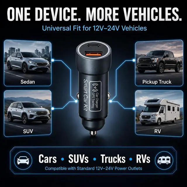 Alt view image 6 of 7 - Grey Car GPS Tracker for Vehicles, 2 in 1 Cigarette Lighter Locator with Dual USB Ports, Plug & Play Vehicle Location Tracker Compatible with Apple Find My, No Monthly Fee No SIM Card, Gray (iOS Only)