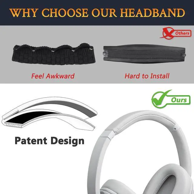 Alt view image 3 of 5 - Headband for Sony WH-CH720N/WH-CH720 Headphones, Replacement Headstrap Pad Repair Part - Grey