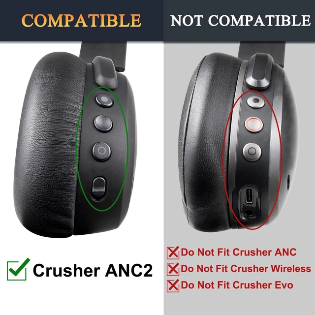 Alt view image 2 of 6 - Earpads for Skullcandy Crusher ANC 2(ANC2) - Black | Do Not Fit Crusher ANC Wireless Headphones