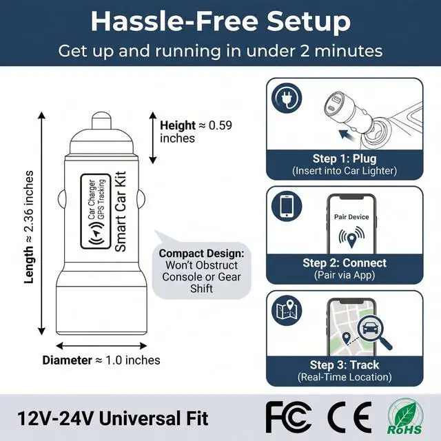 Alt view image 6 of 7 - 2-in-1 GPS Tracker for Vehicles and Car Charger, Cigarette Lighter Vehicle Locator with USB-A & USB-C Dual Fast Charging Ports, Works with Apple Find My, No Monthly Fee Tracking Device (iOS Only)