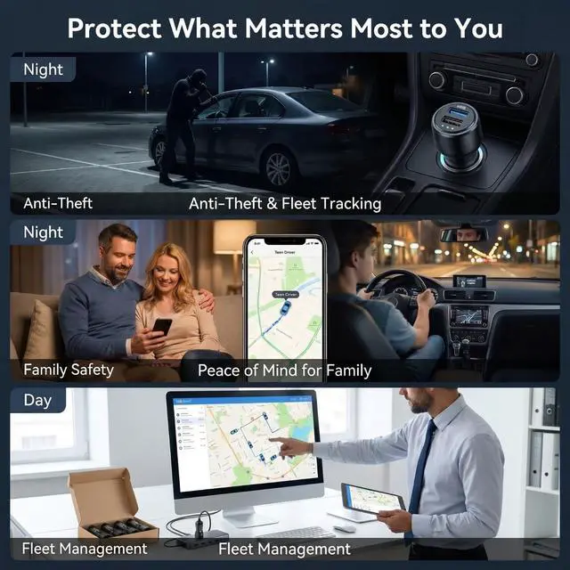 Alt view image 7 of 7 - 2-in-1 GPS Tracker for Vehicles and Car Charger, Cigarette Lighter Vehicle Locator with USB-A & USB-C Dual Fast Charging Ports, Works with Apple Find My, No Monthly Fee Tracking Device (iOS Only)