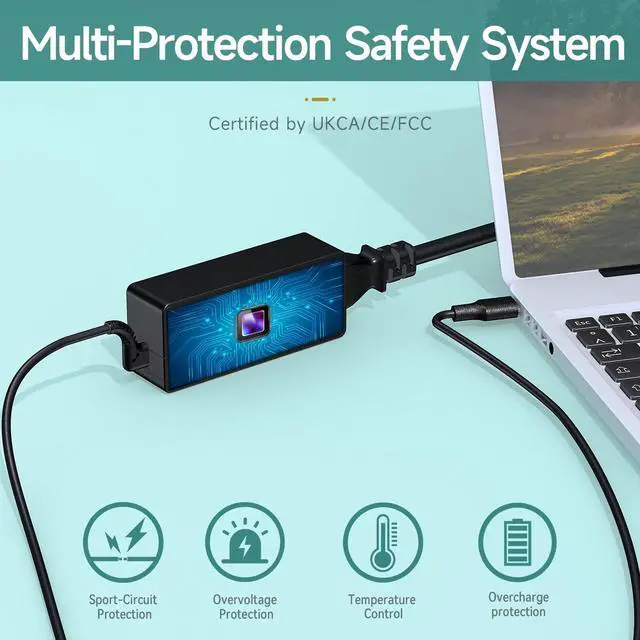 Alt view image 3 of 6 - 45W USB-C Laptop Charger for Lenovo Chromebook & ThinkPad Series