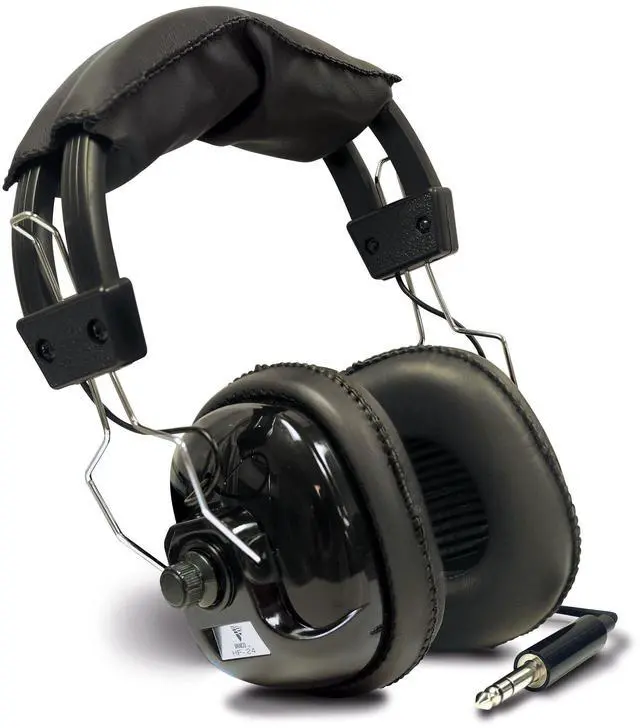 Main image of HEADT Metal Detector Headphones Designed for detectors, comfortable leatherette earpads, adjustable volume controls, long cable, and compatible with Bounty Hunter models