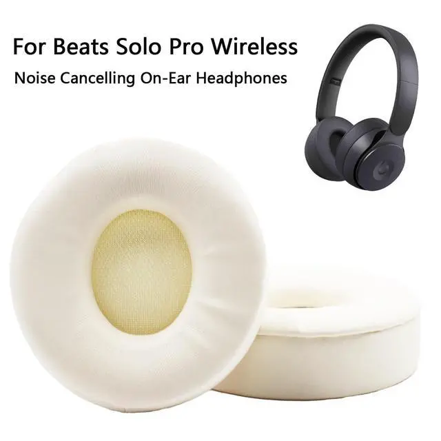 Alt view image 3 of 6 - Replacement Earpads for Beats Solo Pro Wireless Headphones - White | Solo Pro Ear Pads Replacement, Protein Leather Soft Memory Foam Ear Cushion Pad for Beats Solo Pro Over Headphone Earmuffs