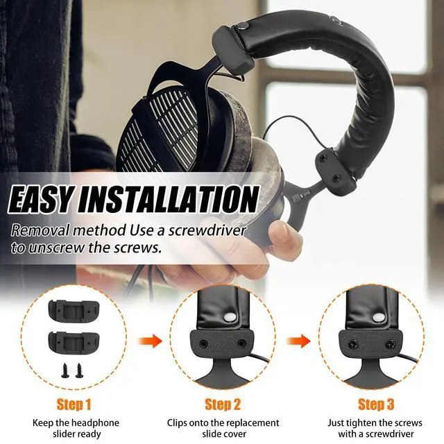 Alt view image 4 of 7 - Headphones Slider Cover Kit for Beyerdynamic Headphones - 2 Pcs (Black)