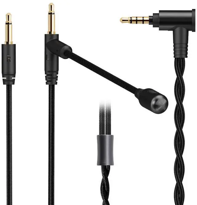 Main image of Voice Call Microphone Boom Cable,Aluminum Alloy Mic Dual 3.5mm Gaming Cable Compatible with Hifiman HE4XX HE560 MDR Z1R Beyerdynamic T1 for Studio Gaming livestreams Audiophile 3.5mm 6.5ft