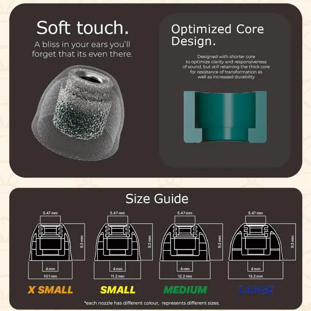 Alt view image 6 of 7 - TANGZU Tang Sancai Noble Medical Liquid Silicone IEM Eartips 4 Pairs | Aerospace-Grade Stainless Steel Acoustics, Earbud Tips Available in XS/S/M/L Size for In-ear Monitors (S)