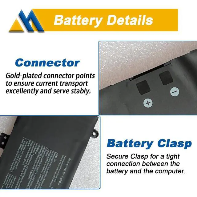 Alt view image 4 of 6 - 90Wh C41N2013 C41N2013-1 Battery Replacement for ASUS ROG Strix G15 G513 G513IM G513QR G17 G713 G713IM G713QM Rog Strix Scar 15 G533 7 G733 Zephyrus G15 GA503 M16 GU603 S17 GX703 15.4V 5675mAh