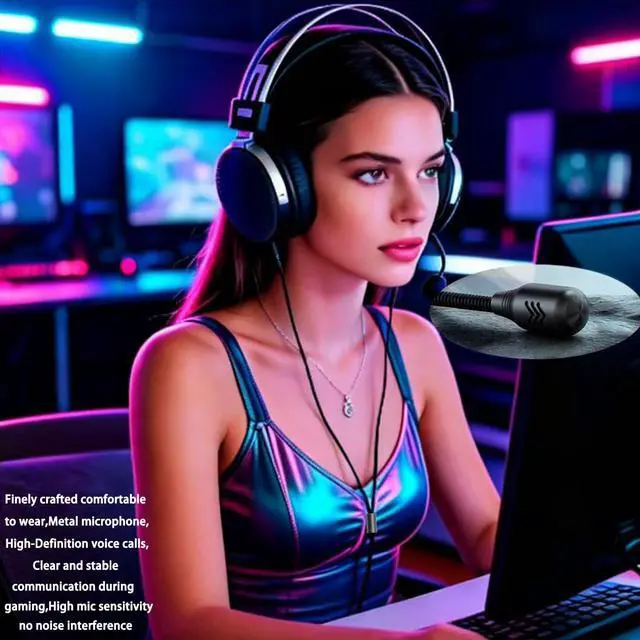 Alt view image 4 of 7 - Voice Call Microphone Boom Cable,Aluminum Alloy Mic Dual 3.5mm Gaming Cable Compatible with Hifiman HE4XX HE560 MDR Z1R Beyerdynamic T1 for Studio Gaming livestreams Audiophile 3.5mm 6.5ft