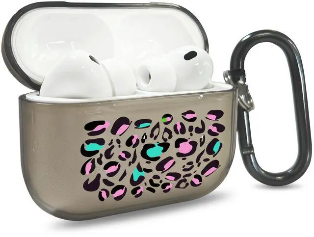 Main image of for AirPods Pro 3 Case Cover with Art Skin, Cute TPU AirPods Case with Keychain Hook, Semi-Transparent Decorative Case for Women, Leopard, Clear Black