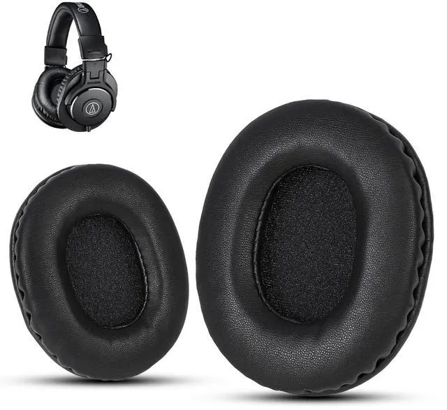 Main image of Replacement Ear Pads for Audio Technica M50X Soft Memory Foam Cushions Compatible with ATH M50X M50BT M40X M35 M30, Audio Technica Earpads, Black by