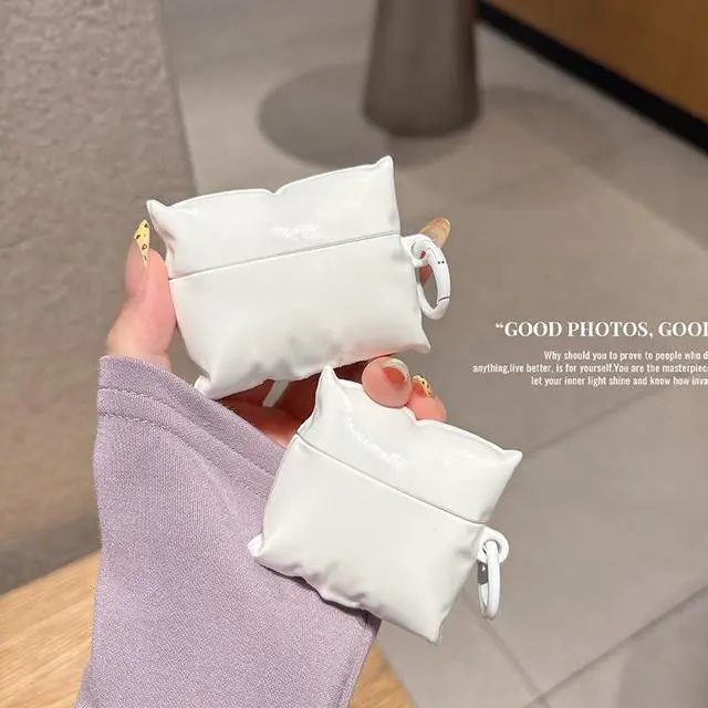 Alt view image 2 of 7 - Case Cover for AirPods Pro 3 (2025), Super Funny Creative Novelty 3D White Pillow Bandage Shape Case,Strong Protection Earbud Skin Soft Silicone TPU Protector +Hook, Christmas Valentine Gift-Pillow