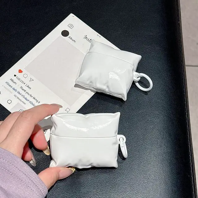 Alt view image 6 of 7 - Case Cover for AirPods Pro 3 (2025), Super Funny Creative Novelty 3D White Pillow Bandage Shape Case,Strong Protection Earbud Skin Soft Silicone TPU Protector +Hook, Christmas Valentine Gift-Pillow