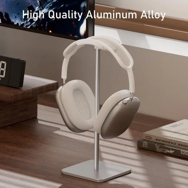 Alt view image 2 of 7 - Headphone Stand for Desk - Headset Stand (White) | headphone holder with Aluminum Hanger, headphone holder for AirPods Max, Sony, Bose, Beats and More