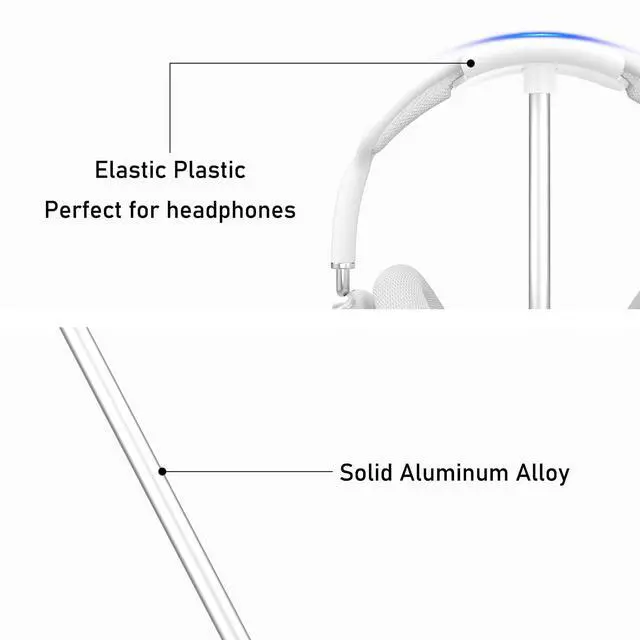 Alt view image 3 of 7 - Headphone Stand for Desk - Headset Stand (White) | headphone holder with Aluminum Hanger, headphone holder for AirPods Max, Sony, Bose, Beats and More