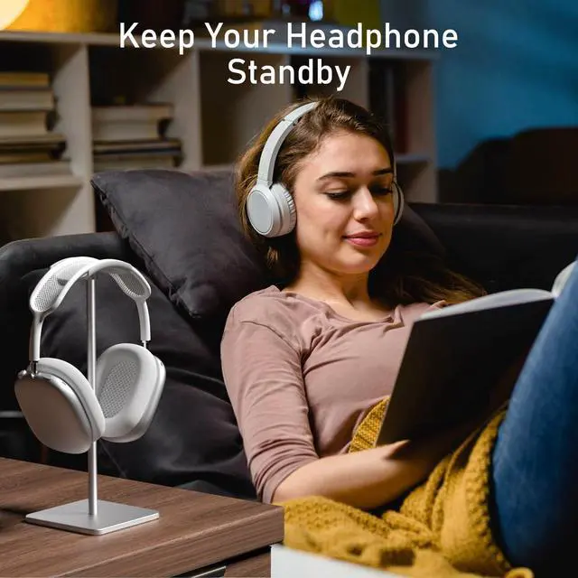 Alt view image 6 of 7 - Headphone Stand for Desk - Headset Stand (White) | headphone holder with Aluminum Hanger, headphone holder for AirPods Max, Sony, Bose, Beats and More