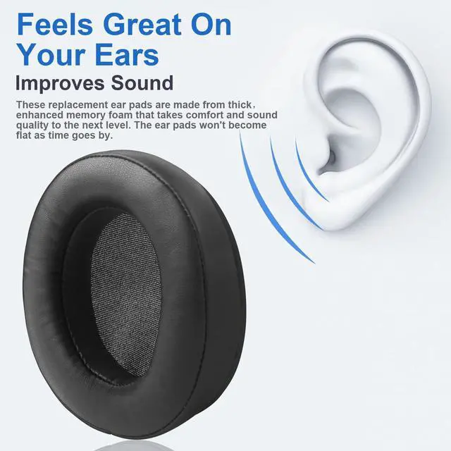 Alt view image 2 of 7 - Ear Pads Replacement Ear Pads Cushions Compatible with Razer Nari, Nari Ultimate, Nari Essential, Kraken Kitty, Kraken Tournament Edition Headset Protein Leather Memory Foam Earmuffs Earpads - Black