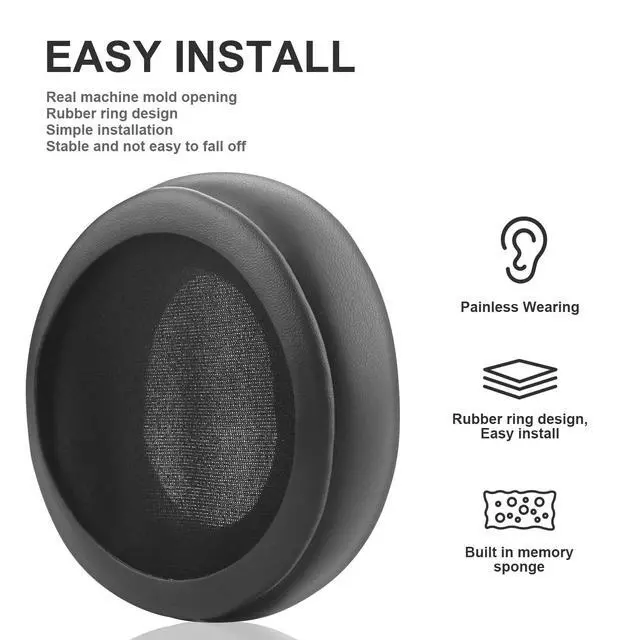 Alt view image 4 of 7 - Ear Pads Replacement Ear Pads Cushions Compatible with Razer Nari, Nari Ultimate, Nari Essential, Kraken Kitty, Kraken Tournament Edition Headset Protein Leather Memory Foam Earmuffs Earpads - Black