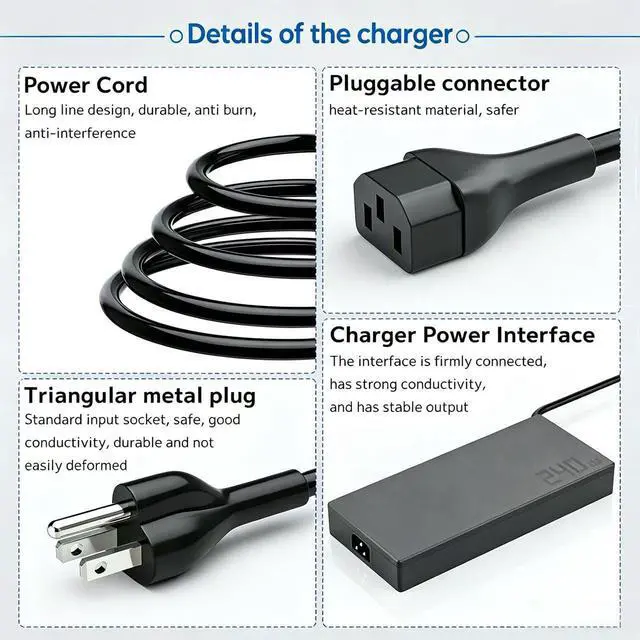 Alt view image 6 of 7 - 240W Charger A20-240p1a Fit for Asus ROG Zephyrus G14 GA403 TUF A14 Laptop | ROG Zephyrus G14 G16 (2025) GA605 GA403 Flow V16 Z13 Strix TUF A14 A16 A15 FA401 FA608 ProArt P16 ADP-240EB B Adapter Power