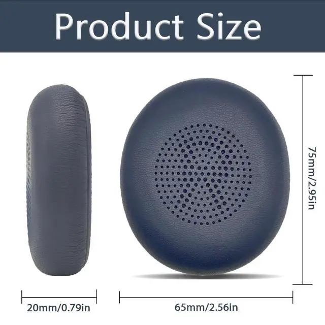 Alt view image 3 of 7 - Replacement Ear Pads Compitable with Jabra Evolve2 65 MS/65 UC/USB, Earpads Cushions for Evolve2 40 UC/MS/USB, Headset Ear Covers Also Fit Jabra Elite 45h (Blue)