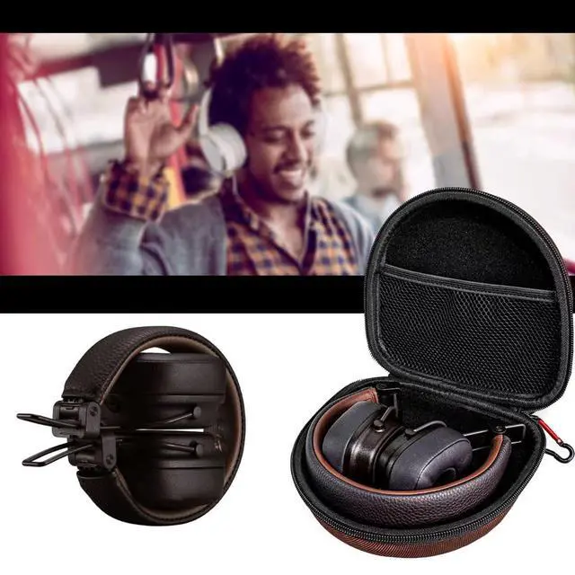 Alt view image 3 of 6 - On Ear Bluetooth Headphones Case Storage Carrying Bag Compatible with Marshall Major V/IV/III/II/ 5/4/ 3/2 (Brown)