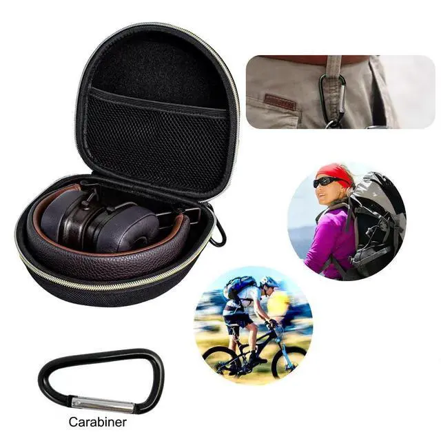 Alt view image 4 of 5 - On Ear Bluetooth Headphones Case Storage Carrying Bag Compatible with Marshall Major V/IV/III/II/ 5/4/ 3/2 (Black + Gold)