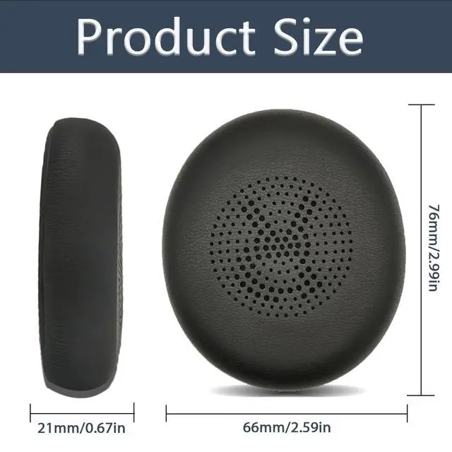 Alt view image 3 of 7 - Replacement Ear Pads Compitable with Jabra Evolve2 65 MS/65 UC/USB, Earpads Cushions for Evolve2 40 UC/MS/USB, Headset Ear Covers Also Fit Jabra Elite 45h (Black)