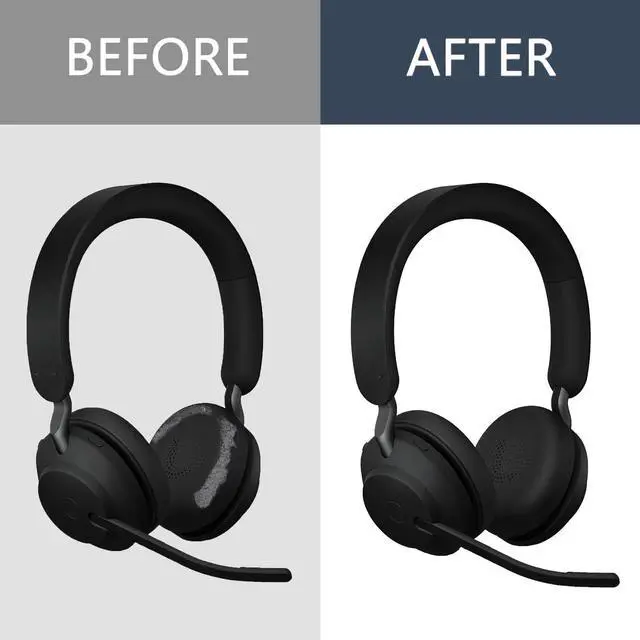 Alt view image 4 of 7 - Replacement Ear Pads Compitable with Jabra Evolve2 65 MS/65 UC/USB, Earpads Cushions for Evolve2 40 UC/MS/USB, Headset Ear Covers Also Fit Jabra Elite 45h (Blue)