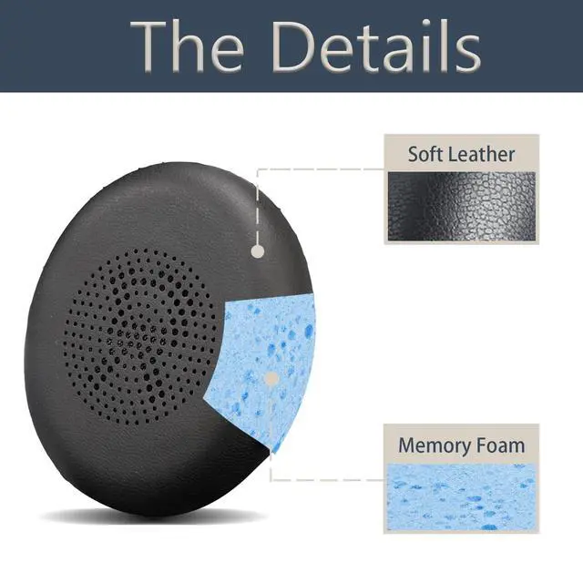 Alt view image 7 of 7 - Replacement Ear Pads Compitable with Jabra Evolve2 65 MS/65 UC/USB, Earpads Cushions for Evolve2 40 UC/MS/USB, Headset Ear Covers Also Fit Jabra Elite 45h (Black)