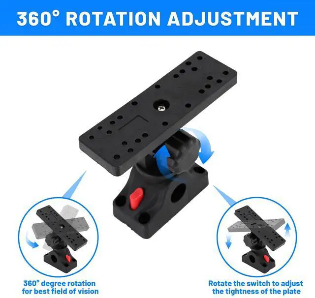 Alt view image 2 of 7 - Fish Finder Mounts for Boat, 360° Adjustable Fish Finder Mounting Brackets, Depth Finders Mount, Universal Marine Electronics Mounting Plate for Boat, Canoe, Kayak
