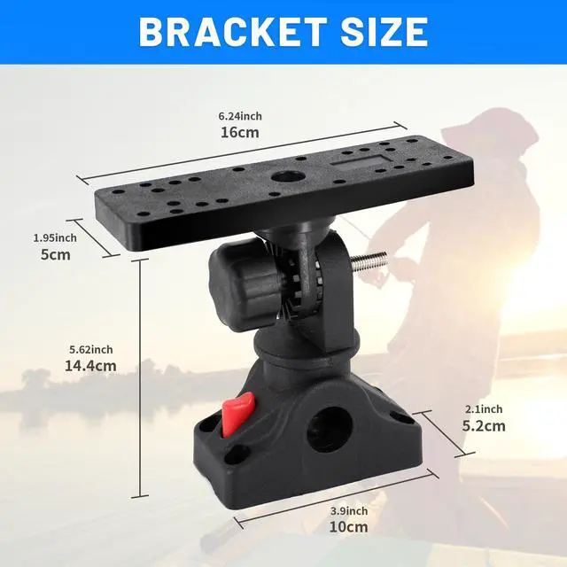 Alt view image 5 of 7 - Fish Finder Mounts for Boat, 360° Adjustable Fish Finder Mounting Brackets, Depth Finders Mount, Universal Marine Electronics Mounting Plate for Boat, Canoe, Kayak