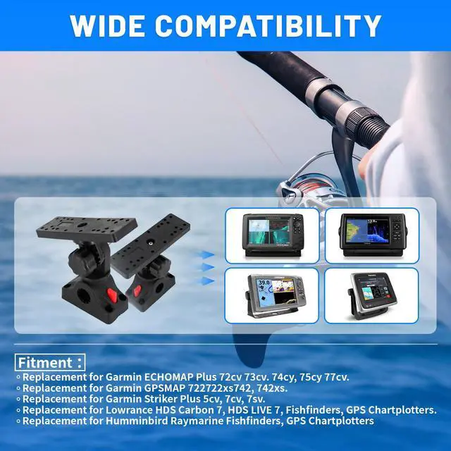 Alt view image 6 of 7 - Fish Finder Mounts for Boat, 360° Adjustable Fish Finder Mounting Brackets, Depth Finders Mount, Universal Marine Electronics Mounting Plate for Boat, Canoe, Kayak