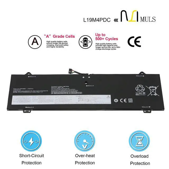 Alt view image 4 of 7 - L19M4PDC Laptop Battery for Lenovo Ideapad Yoga 7-14ITL5 7-15ITL5 82BJ | Series L19C4PDC L19L4PDC 5B10Z26482 5B10Z26485 SB10Z26486 5B10Z26479 SB10Z26483 15.36V 4622mAh 71Wh