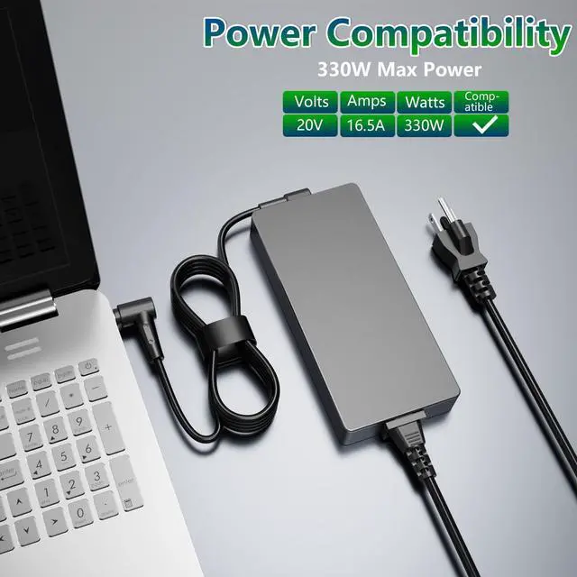 Alt view image 6 of 6 - 330W 20V 16.5A AC Laptop Charger for Asus Rog Strix Scar 16 17 17SE 18 G18 Zephyrus-Duo-16 G733PZ G733PY G733P G733 G733CX G814JZ G834JY A21-330P1A A22-330P1A Power Supply Adapter Cord