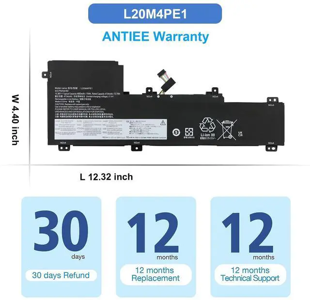 Alt view image 7 of 7 - L20C4PE1 L20L4PE1 L20M4PE1 Laptop Battery for Lenovo IdeaPad 5 Pro-16ACH6 | Pro-16IHU6, IdeaPad Creator 5-16ACH6 Series, 5B11B66552 SB11B66551 5B11B66555 5B11B66554 15.36V 75Wh 4883mAh