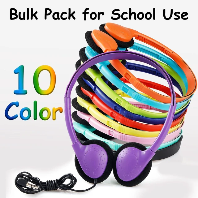 Alt view image 5 of 7 - 15 Pack Bulk Headphones for Classroom School Students,3.5mm Jack Wired Adjustable Kids Headphones for Classroom Children Teen Boys Girls Mix Color