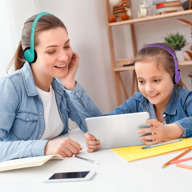 Alt view image 6 of 7 - 15 Pack Bulk Headphones for Classroom School Students,3.5mm Jack Wired Adjustable Kids Headphones for Classroom Children Teen Boys Girls Mix Color