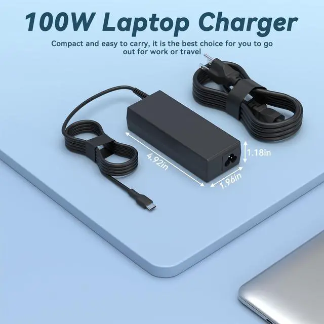 Alt view image 4 of 6 - 100W USB C Laptop Charger Replacement for HP Omnibook 7 16 14 17 | Compatible with HP Firefly G11 Zbook 8 g1i g1a,Lenovo Yoga Slim 7 Pro 14IAP7,Dell Precision Type C Power Cord
