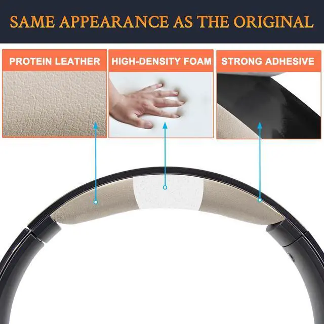 Alt view image 3 of 4 - Headband Cover for Sony MDR-100ABN (h.Ear on Wireless), WH-H900N Headphones, Replacement Headstrap Pad Repair Part - Gold
