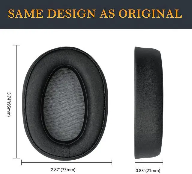 Alt view image 3 of 6 - Replacement Earpads for Sony h.Ear on MDR-100A (MDR100A), MDR-100AAP (MDR100AAP), MDR-H600A (MDRH600A) Headphones, Ear Pads Cushions with Noise Isolation Memory Foam (Black)