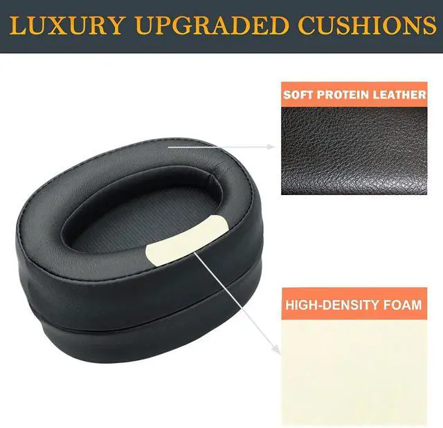 Alt view image 4 of 6 - Replacement Earpads for Sony h.Ear on MDR-100A (MDR100A), MDR-100AAP (MDR100AAP), MDR-H600A (MDRH600A) Headphones, Ear Pads Cushions with Noise Isolation Memory Foam (Black)