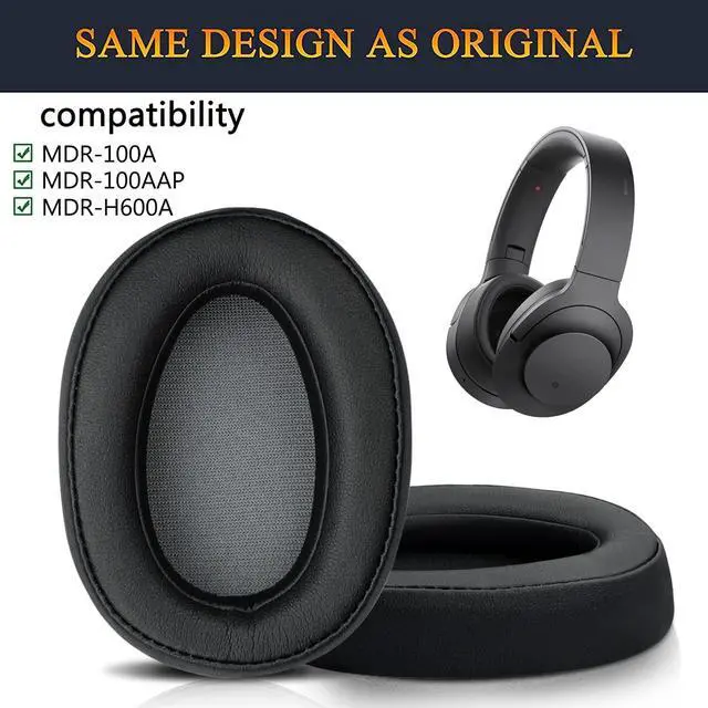 Alt view image 2 of 6 - Replacement Earpads for Sony h.Ear on MDR-100A (MDR100A), MDR-100AAP (MDR100AAP), MDR-H600A (MDRH600A) Headphones, Ear Pads Cushions with Noise Isolation Memory Foam (Black)