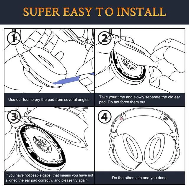 Alt view image 5 of 6 - Replacement Earpads for Sony h.Ear on MDR-100A (MDR100A), MDR-100AAP (MDR100AAP), MDR-H600A (MDRH600A) Headphones, Ear Pads Cushions with Noise Isolation Memory Foam (Black)